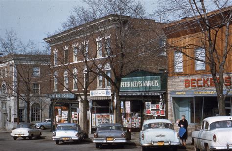 Hudson River Valley Heritage — Storefronts on Main Street in Irvington, New York,...