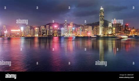 Panorama of Victoria Harbor night view at Hong Kong, China Stock Photo ...