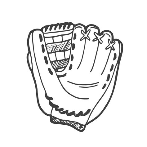 Hand drawn doodle sketch of baseball glove. Cartoon style drawing, for ...