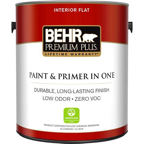 BEHR Premium Plus 1 gal. Ultra Pure White Flat Zero VOC Interior Paint and Primer in One-105001 ...