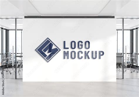 Modelo de Logo on Office Wall Mockup do Stock | Adobe Stock