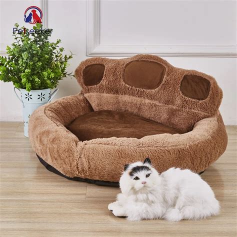 Pet Dog Bed Cute Coral Fleece High Back Design Bear Palm Small Dog Puppy Cats Nest Warm Soft ...