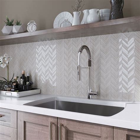 Fabrique White Chevron Glass Mosaic Tile | Keuken inspiratie, Keuken tegels, Keuken design