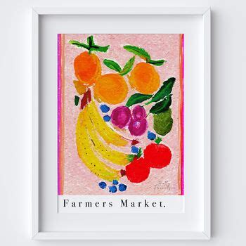 Farmers Market Food Produce Watercolour Art Print By Holly Francesca