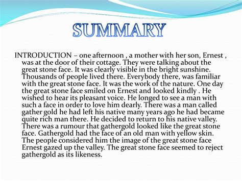 PPT - THE GREAT STONE FACE I PowerPoint Presentation, free download ...