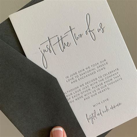 ♥ If you’re going to elope - this is how to announce it.. . Letterpress printed in Cool Gray 9 ...