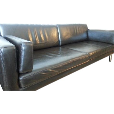 Ikea Leather Sofa in Dark Brown - AptDeco