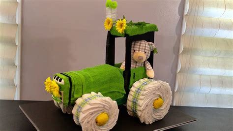 Tractor Diaper Cake / Baby Shower / DIY TARTA DE PAÑALES (Tutorial ...