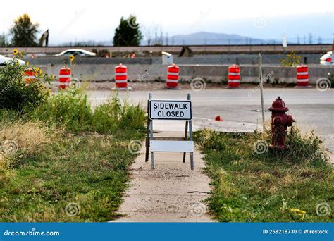 Sign Saying "Sidewalk Closed" during a Construction Stock Photo - Image ...