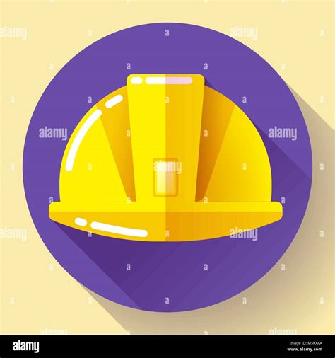 Yellow construction worker helmet icon. Flat design style Stock Vector Image & Art - Alamy