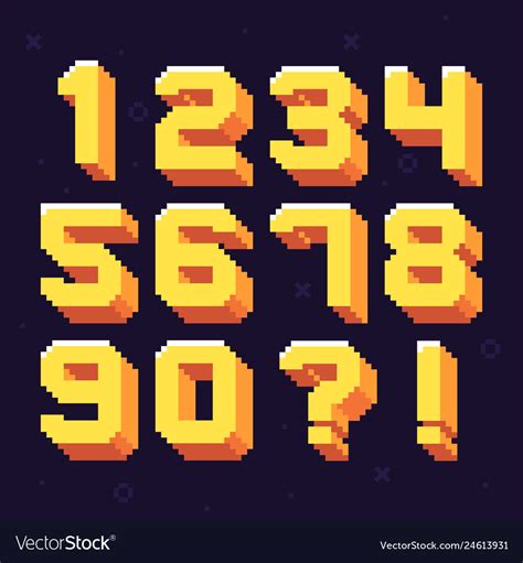 Pixel numbers retro 8 bit pixels number font Vector Image