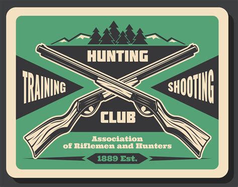 Hunting club retro poster with hunter rifle weapon 13174183 Vector Art ...