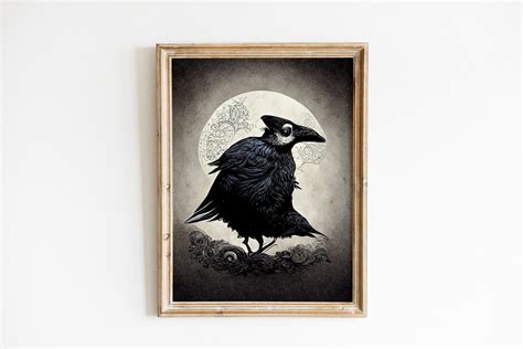 Edgar Allan Poe Raven Poster Raven Illustration Halloween - Etsy