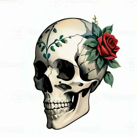 Watercolor Skull and Roses Clipart 30005713 Stock Photo at Vecteezy