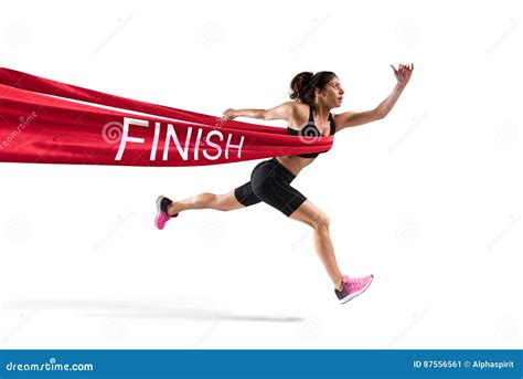 Winner Woman Runner on the Finish Line Stock Image - Image of race, runner: 87556561