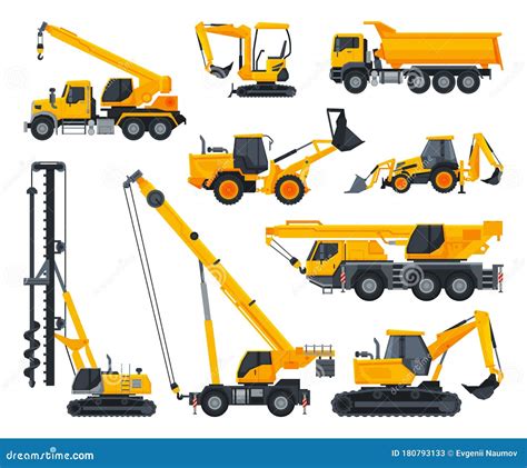 Construction Heavy Machinery Set, Heavy Special Transport, Truck, Excavator, Bulldozer, Crane ...