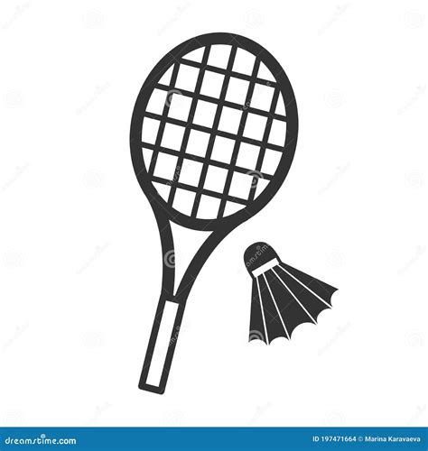 Shuttlecock and Badminton Racket Icon. Stock Vector - Illustration of competition, design: 197471664