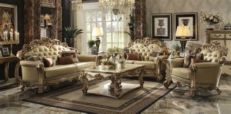 Gold Patina Vendome Royal Living Set By ACME Furniture - USA Furniture Warehouse