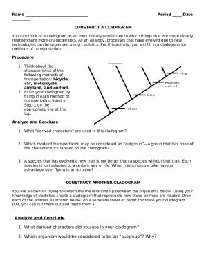 cladogram worksheet answers Doc Template | pdfFiller - Worksheets Library