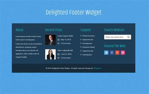 Delighted Footer Widget Flat Responsive Widget Template