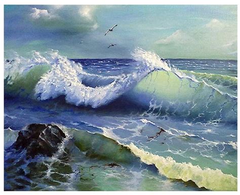 Complete Ready to Frame 5D Diamond Painting Full Square Ocean Waves | Ocean waves painting, Wave ...