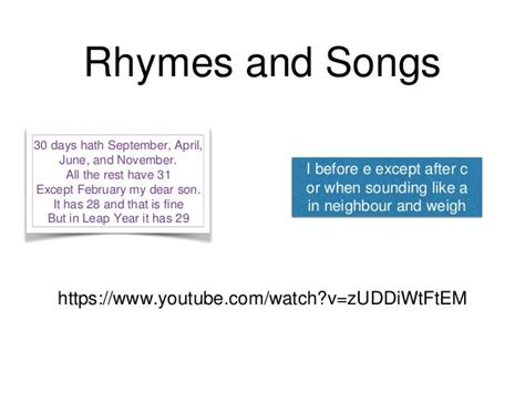 Rhyme Mnemonic Examples