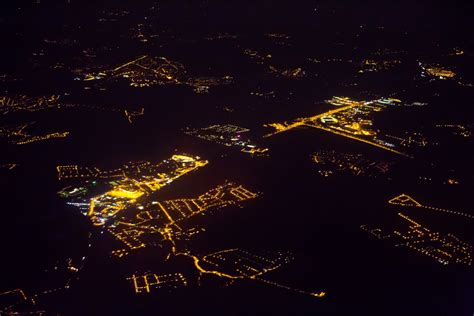 Aerial View Of Night Town Free Stock Photo - Public Domain Pictures