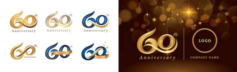 Premium Vector | Set of 60th anniversary logotype design, sixty years ...