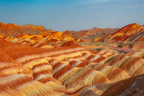 The Rainbow Mountains of China within the Zhangye Danxia Landform Stock ...