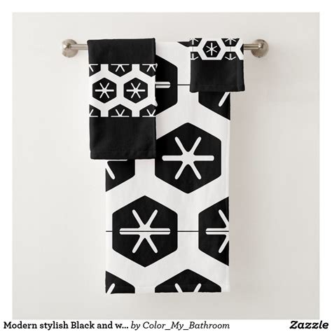 Modern stylish Black and white bathroom Bath Towel Set | Zazzle.com | Bath towel sets, Bath ...