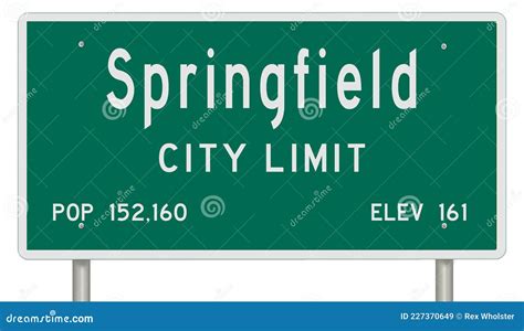 Springfield Massachusetts Road Sign Showing Population and Elevation Stock Illustration ...