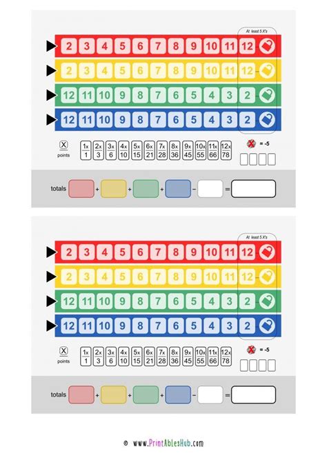 Free Printable Qwixx Score Sheet Template [PDF] - Printables Hub | Vorlagen, Reisespiele, Spiele