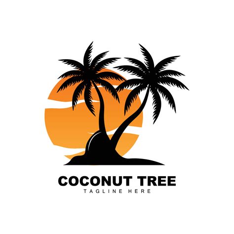 Coconut Tree Logo, Ocean Tree Vector, Design For Templates, Product Branding, Beach Tourism ...