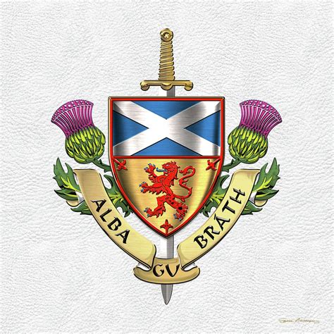 Scotland Forever - Alba Gu Brath - Symbols of Scotland over White Leather Digital Art by Serge ...