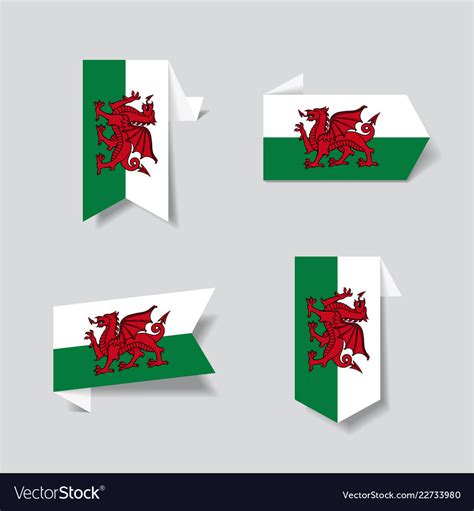 Welsh flag stickers and labels Royalty Free Vector Image