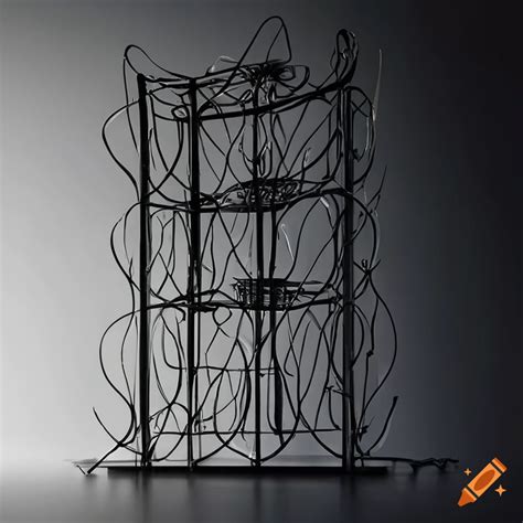 Black wire vertical metal art installation on Craiyon