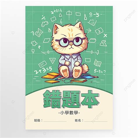 Green Cute Style Cartoon Elementary School Students Math Error Correction Book Cover Template ...