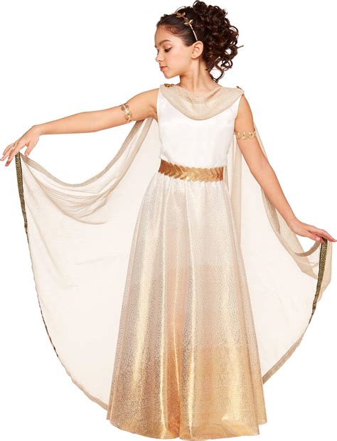 Amazon.com: Spirit Halloween Kids Goddess Costume, White, Gold ...