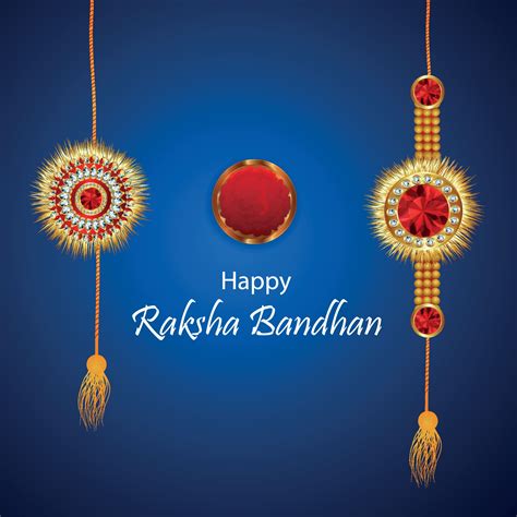 Happy raksha bandhan indian festival brother and sister greeting card with crystal rakhi 2366476 ...