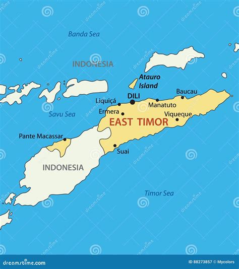 Democratic Republic of Timor-Leste - East Timor - Vector Map Stock ...