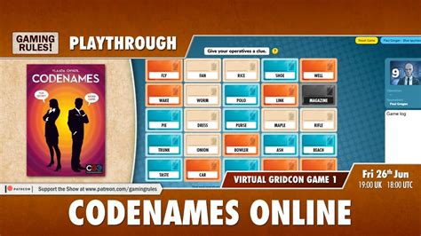 Codenames online playthrough - Virtual GridCon Game 1 - 3 - Boardgame Stories