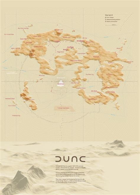 Dune Map. 3d Terrain Map of Arrakis. Dune Poster Arrakis | Etsy ...