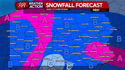 First Call Snowfall & Timing Forecast for Friday's Snow in Pennsylvania ...