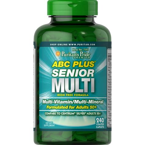 Puritan's Pride ABC Plus Senior Multivitamin Multi-Mineral Formula-240 ...