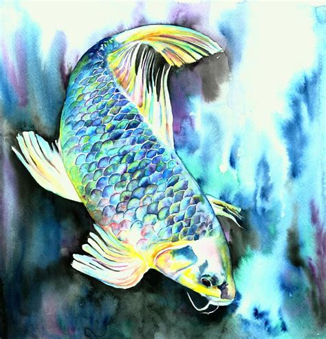 White Japanese Carp by Christy Freeman | Koi art, Art inspiration, Fine ...