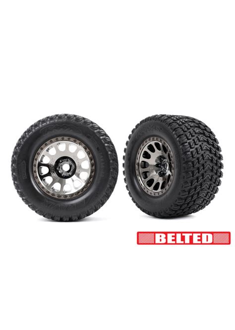 Traxxas 7862X - Gravix XRT Tires & Wheels, Belted - Black Chrome - Hub ...