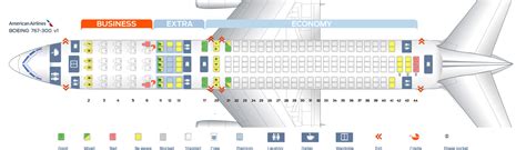 Seat map Boeing 767-300 American Airlines. Best seats in the plane