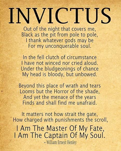 WallBuddy Invictus Poem Invictus Print Art Print by William Ernest Henley Captain of My Soul ...