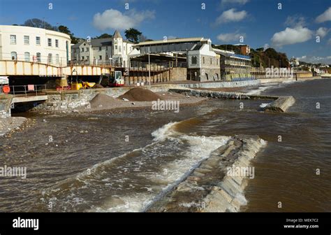 Dawlish railway station under repair following storm damage Stock Photo ...