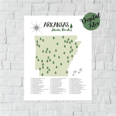 PRINTABLE Arkansas State Parks Map-State Parks Of Arkansas | Etsy